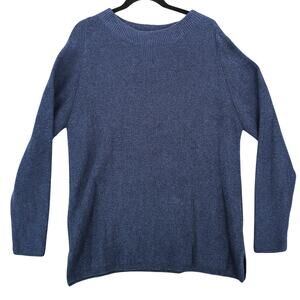 Mansted Sweater Womens XL Blue Fisherman Knit Minimalist Winter Pullover Navy